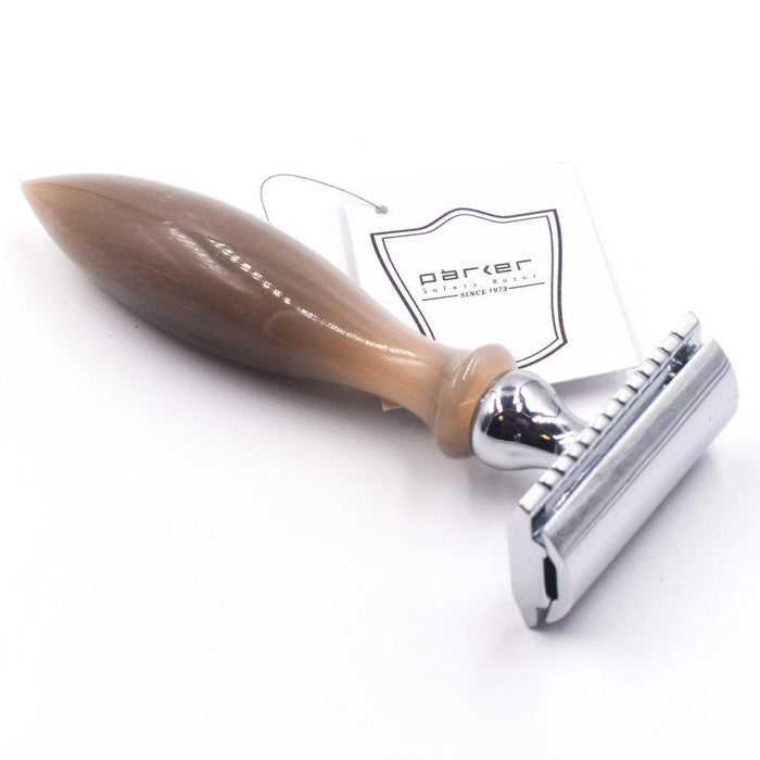 Parker 3 Piece Safety Razor 11R - Genuine Ox Horn Handle - New England Shaving Company