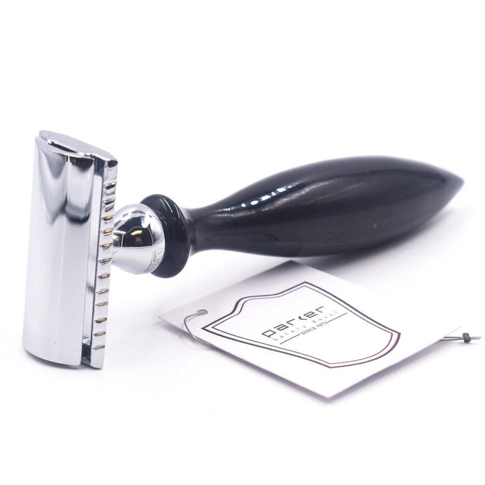 Parker 3 Piece Safety Razor 12R - Genuine Buffalo Horn Handle - New England Shaving Company