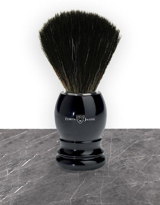 Edwin Jagger - 21P26 Imitation Ebony Black Synthetic Shaving Brush, Medium - New England Shaving Company
