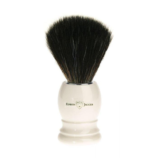Edwin Jagger - 21P27 Imitation Ivory Black Synthetic Shaving Brush, Medium - New England Shaving Company