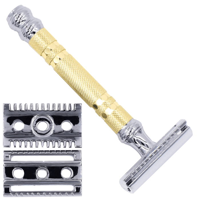 Parker - Convertible Safety Razor 69CR - Brass and Chrome - New England Shaving Company