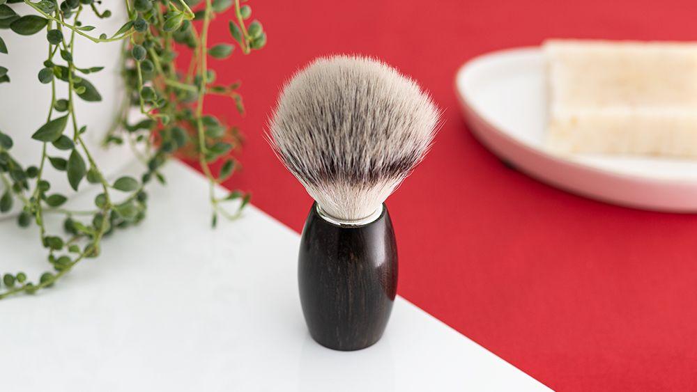 Dovo - SIlvertip Synthetic Fiber Shaving Brush, Ebony - New England Shaving Company