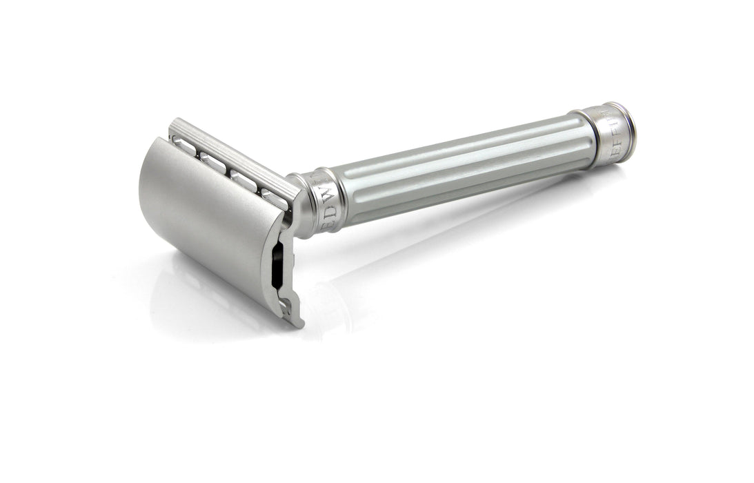 Edwin Jagger - DESGA9BL 3ONE6 Stainless Steel Silver Double Edge Safety Razor - New England Shaving Company