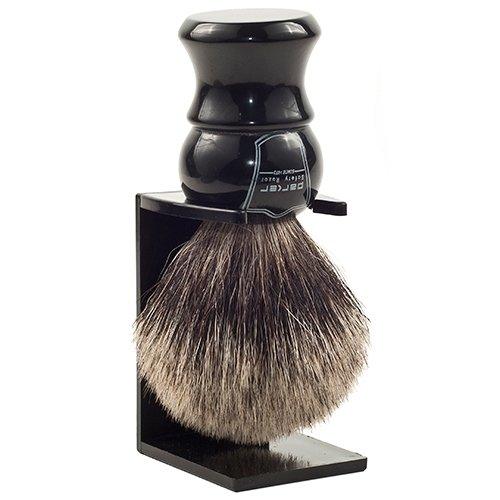 Parker - Ebony Handle Pure Badger Brush with Stand - New England Shaving Company