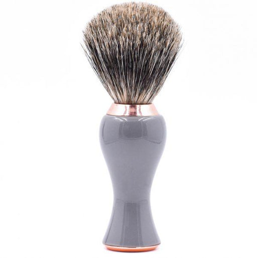 Parker - Gray and Rose Gold Handle Pure Badger Brush with Stand - New England Shaving Company