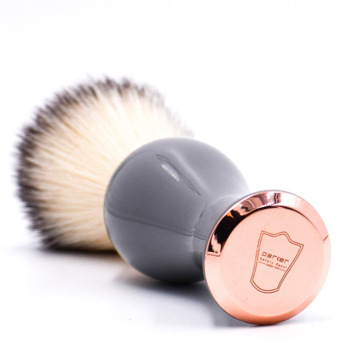 Parker - Gray and Rose Gold Handle Synthetic Brush with Stand - New England Shaving Company