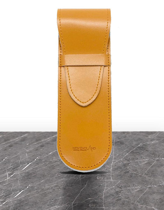 Leather Straight Razor Case - Tan Natural Leather - New England Shaving Company