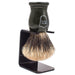 Parker - Dark Green Handle Pure Badger Brush with Stand - New England Shaving Company