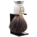Parker - Marbled Ivory Handle Black Badger Brush with Stand - New England Shaving Company