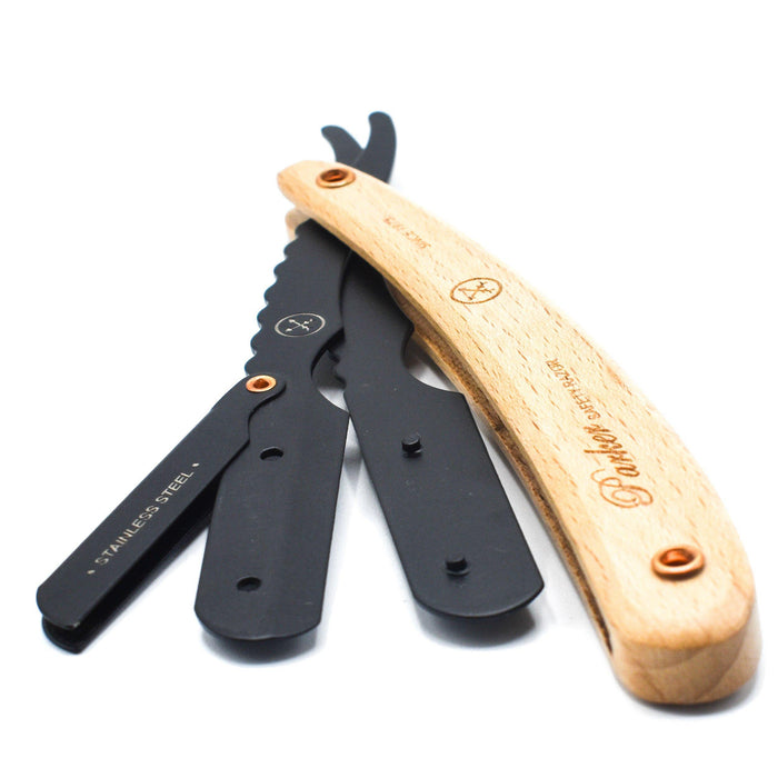 Parker - Professional Barber Razor Shavette SRP, Contoured Pine Wood - New England Shaving Company