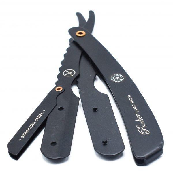 Parker - Professional Barber Razor Shavette SRXBLK, Black - New England Shaving Company