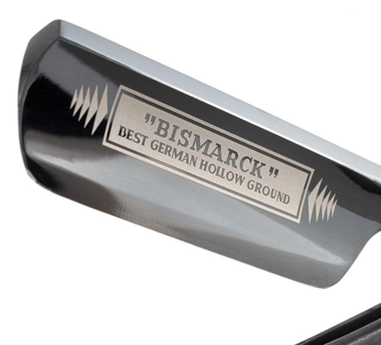 Dovo - "Bismark" Oxidized Straight Razor, Ebony Handle, Round Point, 6/8" - New England Shaving Company