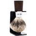 Parker - Walnut and Chrome Handle Pure Badger Brush with Stand - New England Shaving Company