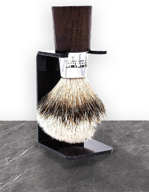 Parker - Walnut and Chrome Handle Silver Tip Badger Brush with Stand - New England Shaving Company