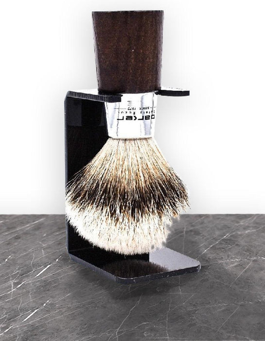 Parker - Walnut and Chrome Handle Silver Tip Badger Brush with Stand - New England Shaving Company