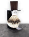 Parker - Walnut and Chrome Handle Silver Tip Badger Brush with Stand - New England Shaving Company