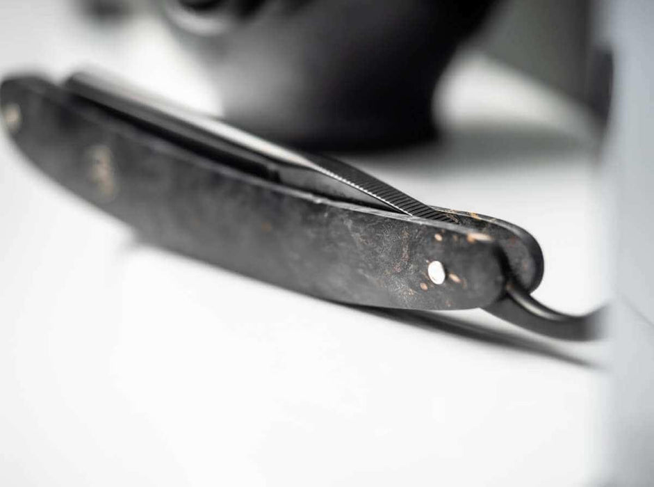 Boker - Amboina Straight Razor, Black Carbon Steel, 6/8" - New England Shaving Company