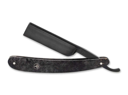 Boker - Amboina Straight Razor, Black Carbon Steel, 6/8" - New England Shaving Company