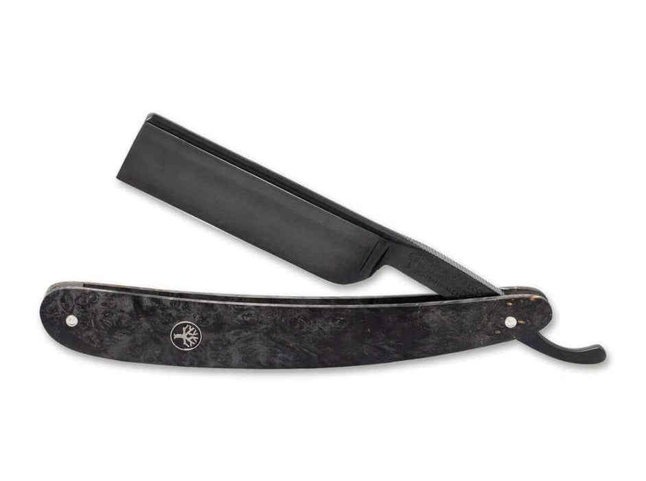 Boker - Amboina Straight Razor, Black Carbon Steel, 6/8" - New England Shaving Company