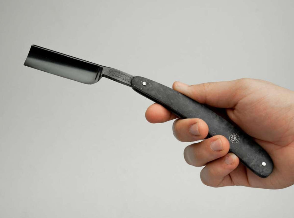 Boker - Amboina Straight Razor, Black Carbon Steel, 6/8" - New England Shaving Company
