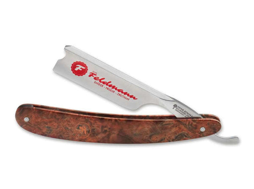 Boker - Herr Feldmann Straight Razor, 6/8", Barber's Notch, Curly Birch Handles - New England Shaving Company