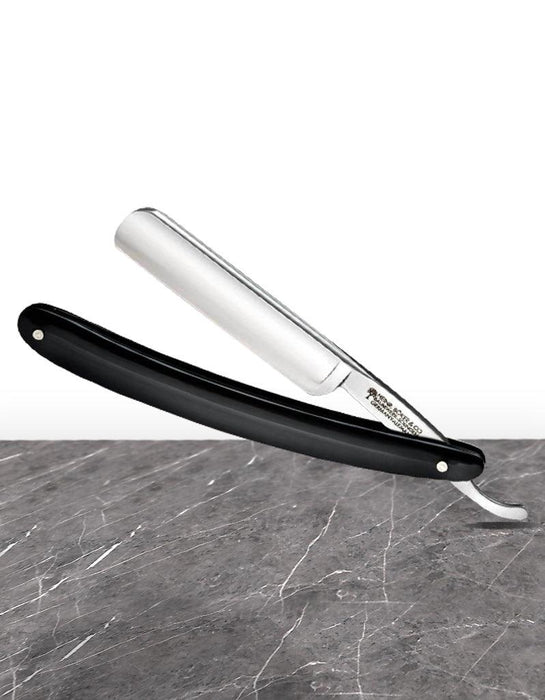 Boker - Classic Round Point Stainless Steel Straight Razor, Black Handle, 5/8" - New England Shaving Company