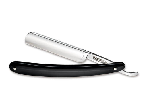 Boker - Classic Round Point Stainless Steel Straight Razor, Black Handle, 5/8" - New England Shaving Company