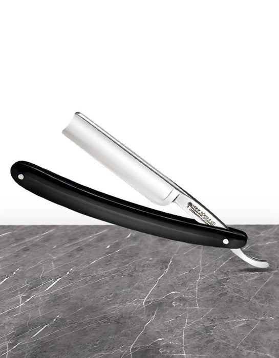 Boker - Classic Spanish Point Stainless Steel Straight Razor, Black Handle, 5/8" - New England Shaving Company