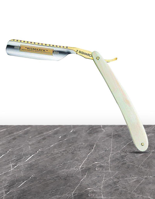 Dovo - "Bismark" Straight Razor, Imitation Pearl Handle, Round Point, 6/8" - New England Shaving Company