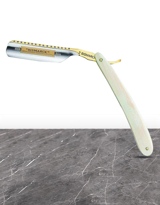 Dovo - "Bismark" Straight Razor, Imitation Pearl Handle, Round Point, 6/8" - New England Shaving Company