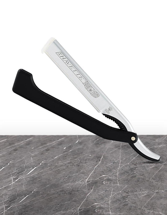Dovo - Shavette Straight Razor, Silver with Black Handle - New England Shaving Company