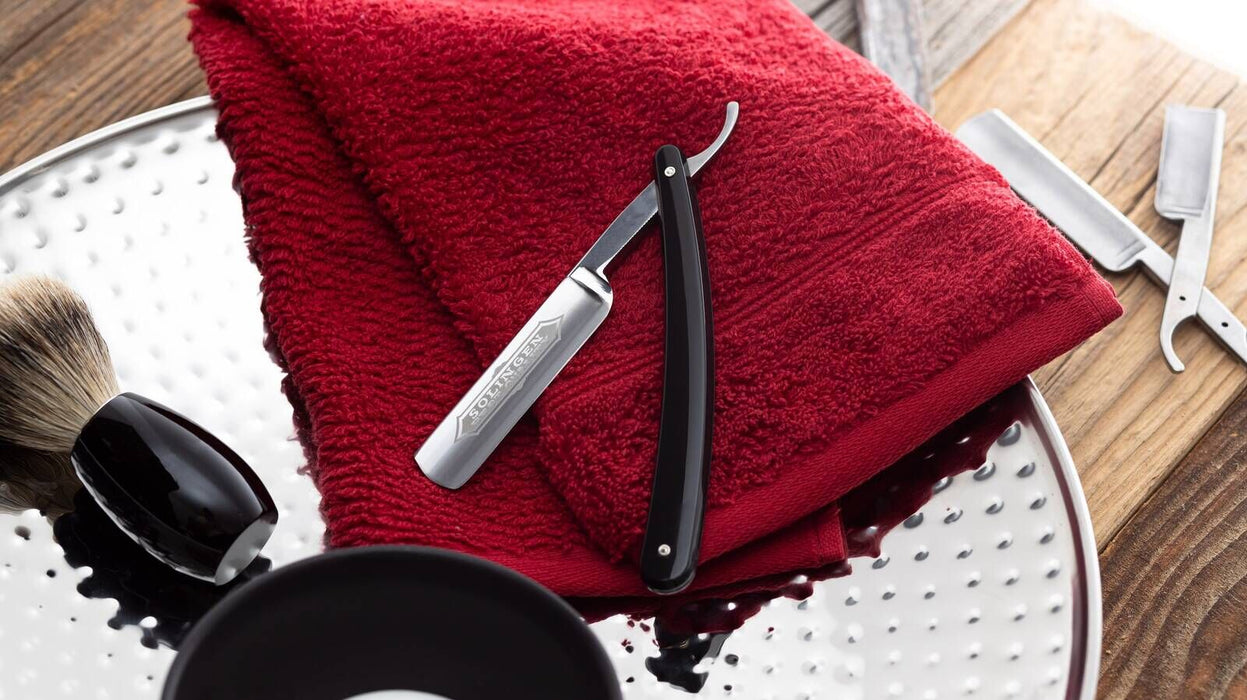 Dovo - Best Quality Straight Razor, Black Handle, 5/8" Full Hollow Ground - New England Shaving Company