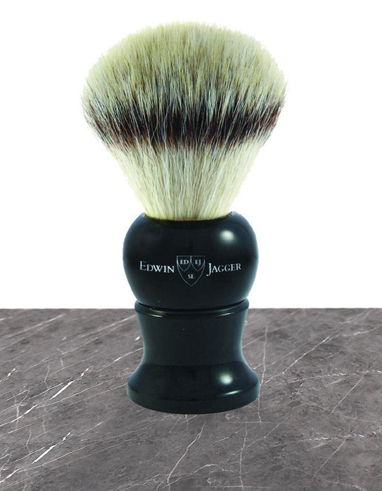 Edwin Jagger - 3EJ286SYNST English Shaving Brush, Imitation Ebony with Synthetic Silver Tip Fiber, Large - New England Shaving Company