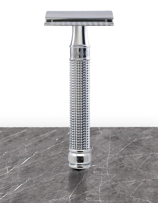 Edwin Jagger - DE3D14 3D Diamond Effect Chrome Handle Double Edge Safety Razor - New England Shaving Company