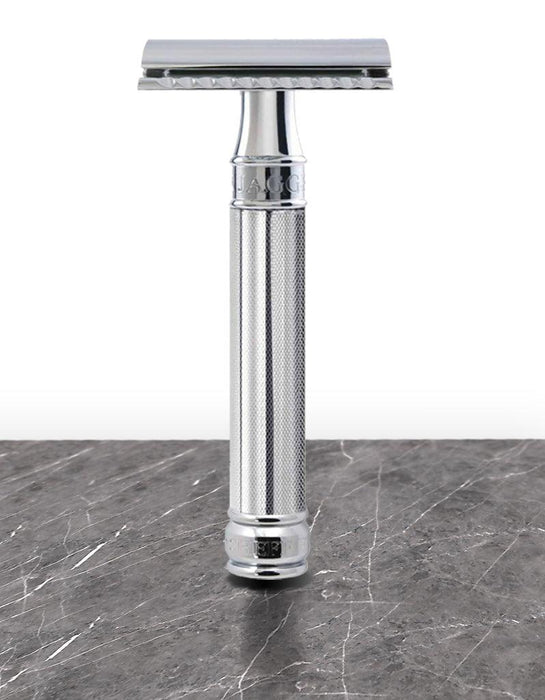 Edwin Jagger - DE89KN14 Knurled Handle Double Edge Safety Razor - New England Shaving Company