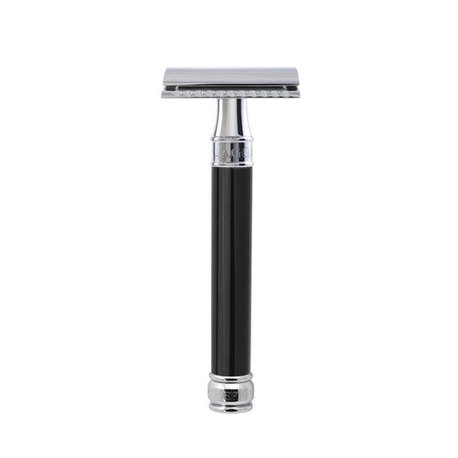 Edwin Jagger - DEL86 Long Handle Double Edge Safety Razor, Black - New England Shaving Company