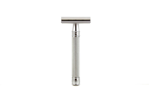 Edwin Jagger - DESSKNBL 3ONE6 Stainless Steel Knurled Handle Double Edge Safety Razor - New England Shaving Company