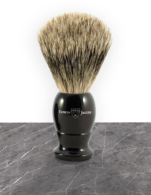 Edwin Jagger - 1EJ876 English Shaving Brush, Imitation Ebony with Best Badger, Medium - New England Shaving Company