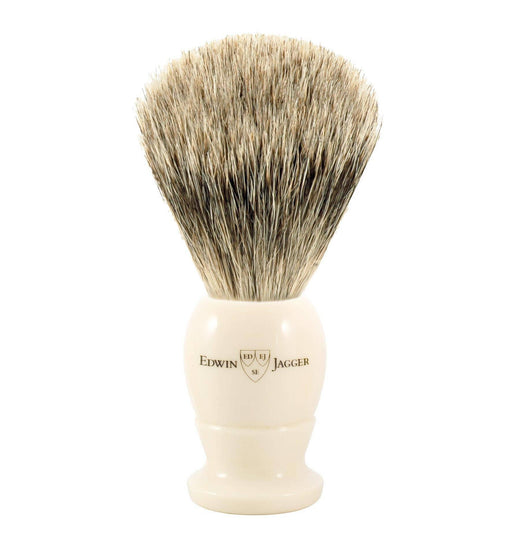 Edwin Jagger - 1EJ877 English Shaving Brush, Imitation Ivory with Best Badger, Medium - New England Shaving Company