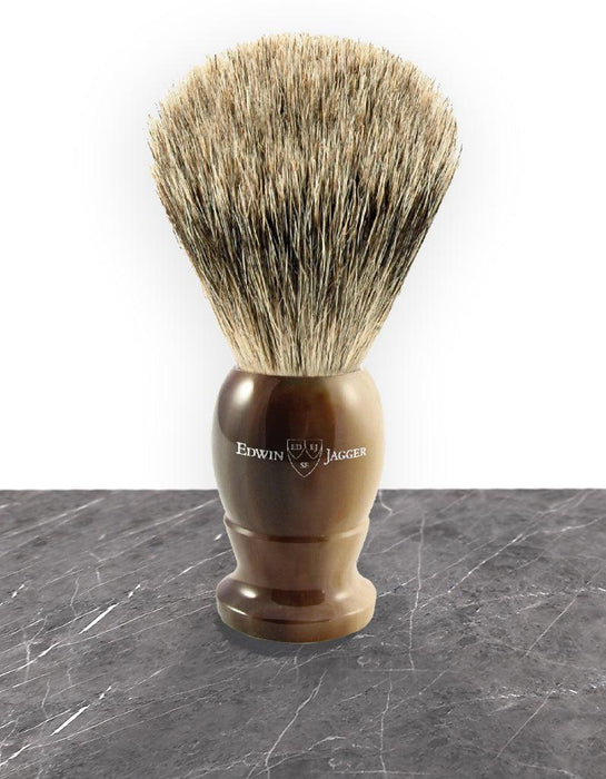 Edwin Jagger - 3EJ872 English Shaving Brush, Imitation Light Horn with Best Badger, Large - New England Shaving Company