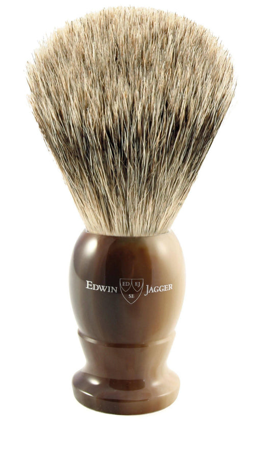 Edwin Jagger - 3EJ872 English Shaving Brush, Imitation Light Horn with Best Badger, Large - New England Shaving Company