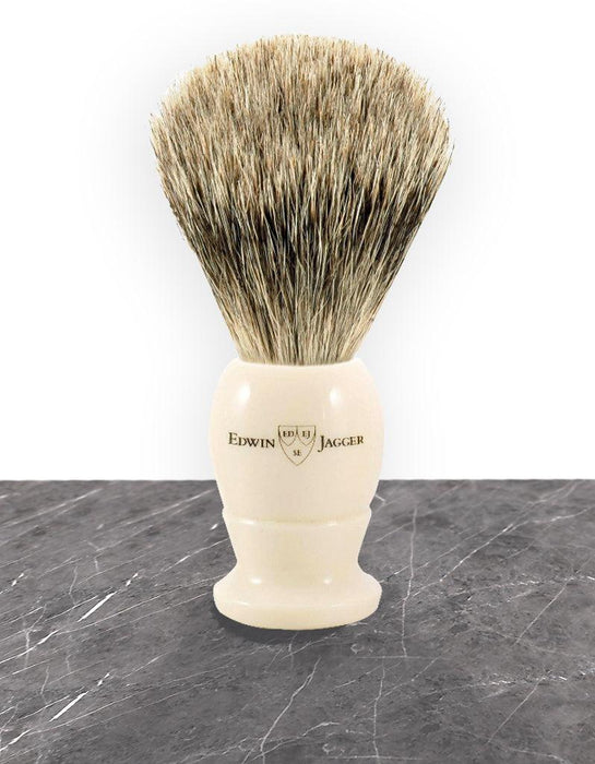 Edwin Jagger - 3EJ877 English Shaving Brush, Imitation Ivory with Best Badger, Large - New England Shaving Company