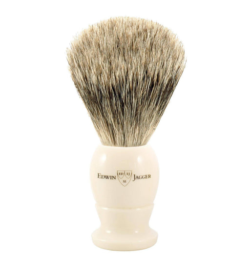 Edwin Jagger - 3EJ877 English Shaving Brush, Imitation Ivory with Best Badger, Large - New England Shaving Company