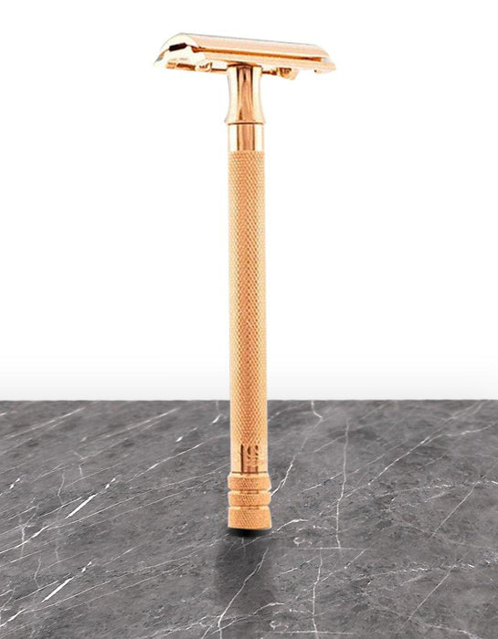 Merkur - 24 Extra Long Handle Safety Razor - Rose Gold - New England Shaving Company