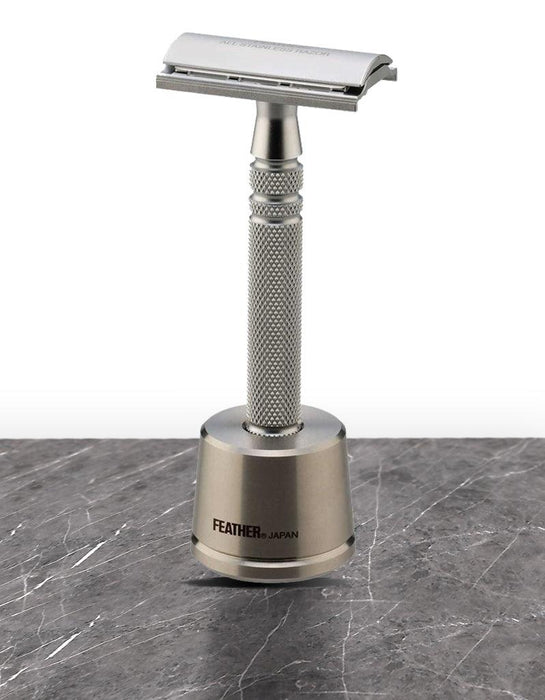 Feather - All Stainless Double Edge Razor AS-D2 with Stand - New England Shaving Company