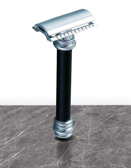 Merkur - 38B Long Handle Barber Pole Safety Razor, Black - New England Shaving Company