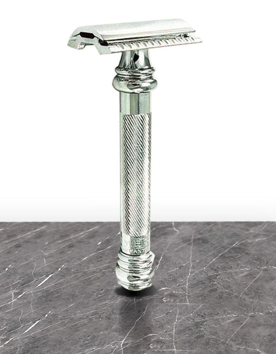 Merkur - 38C Long Handle Barber Pole Safety Razor, Chrome - New England Shaving Company