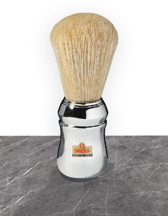 Omega - 10048 Professional Boar Hair Shaving Brush - Faux Chrome - New England Shaving Company