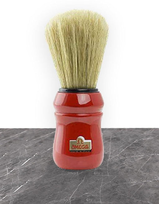 Omega - 10049 Professional Boar Hair Shaving Brush - Red - New England Shaving Company