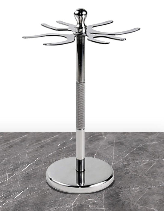 Parker - Stainless Steel 4 Prong Razor and Brush Stand - New England Shaving Company